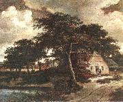 HOBBEMA, Meyndert Landscape with a Hut f oil painting artist